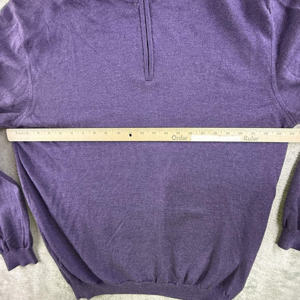 Saks Fifth Avenue Sweater Mens 3XL Purple Merino Wool Knit 1/4 Zip Pullover - Picture 6 of 13